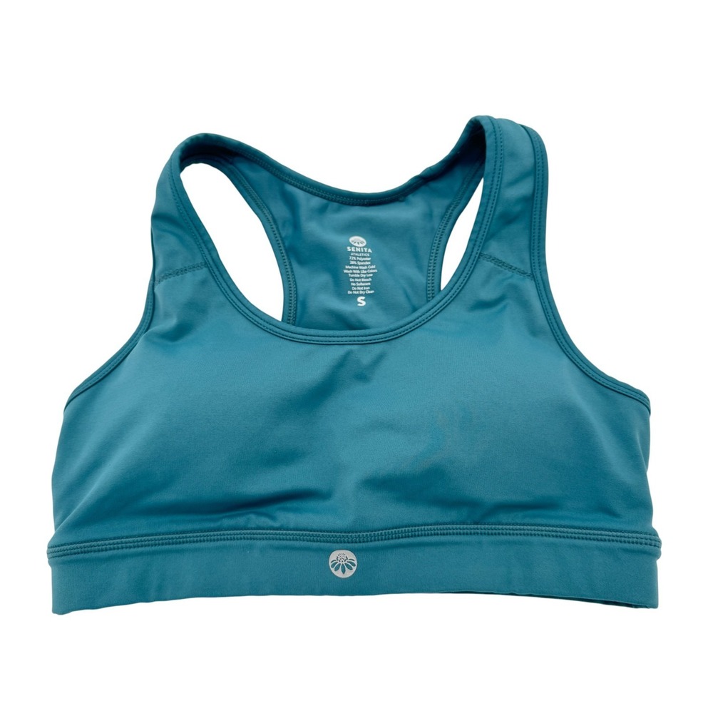 Senita Athletics Teal Sports Bra Shorts Set Womens Small Workout Yoga Gym Pocket - Picture 11 of 12